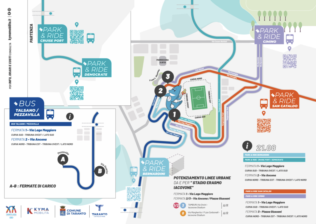 Mappa Park & Ride 21 agosto 2026